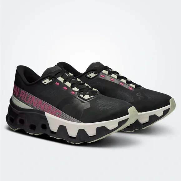 On Running Cloudmonster Hyper W 9.5 running shoe in Iron/Black-with green, pink - Picture 15 of 15